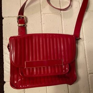 Red patent leather Ted Baker crossbody handbag